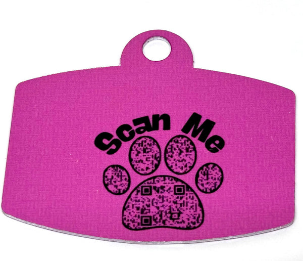 Bark over Bite Pink Digital QR Code Pet Tag