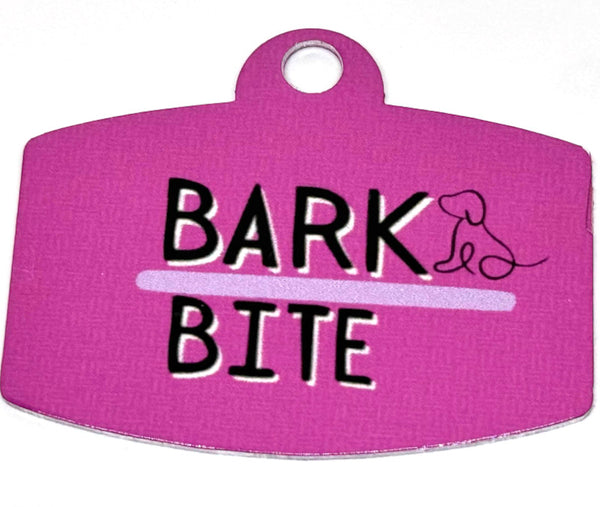 Bark over Bite Pink Digital QR Code Pet Tag