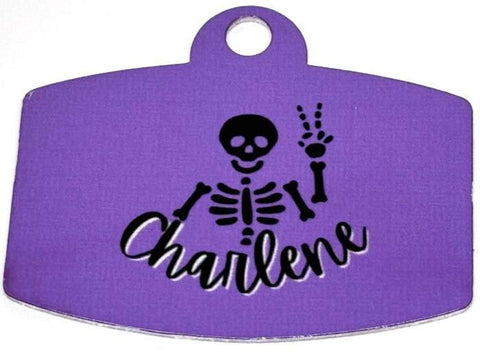 Bone Collector Purple Digital QR Code Pet Tag: Customizable