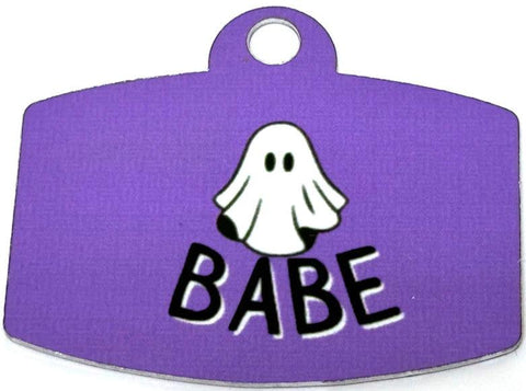 Boo Babe Purple Digital QR Code Pet Tag:  Customizable