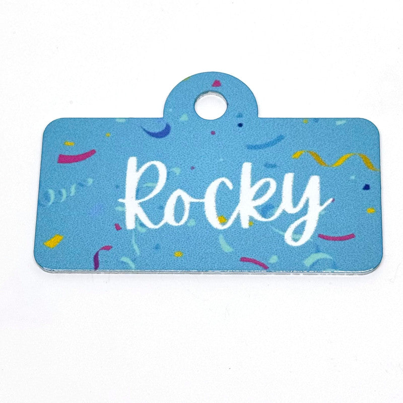 Confetti Blue Digital QR Code Pet Tag:  Customizable