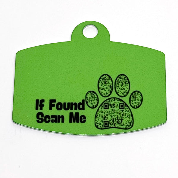 Dots Green Digital QR Code Pet Tag:  Customizable