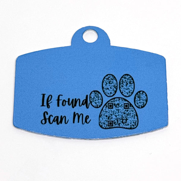 Dots Blue Digital QR Code Pet Tag:  Customizable