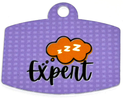 Expert Snoozer Purple Digital QR Code Pet Tag: Customizable