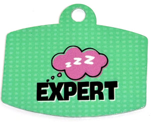 Expert Snoozer Teal Digital QR Code Pet Tag: Customizable