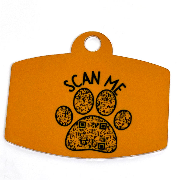 Bone Collector Orange Digital QR Code Pet Tag: Customizable